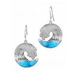 Larimar Blue CZ Sterling Silver Wave Circular Earrings Larimar Blue CZ Sterling Silver Wave Circular Earrings