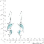 Larimar Blue Sterling Silver Dolphin Friends Leaping Earrings Hawaii