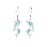 Larimar Blue Sterling Silver Dolphin Friends Leaping Earrings Hawaii Larimar Blue Sterling Silver Dolphin Friends Leaping Earrings Hawaii
