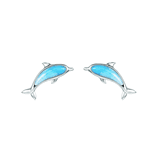 Larimar Blue Sterling Silver Dolphin Ocean Earrings Larimar Blue Sterling Silver Dolphin Ocean Earrings