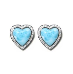Larimar Blue Sterling Silver Heart Ocean Soul Earrings Hawaii
