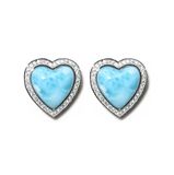Larimar Blue Sterling Silver Heart Ocean Soul Earrings Hawaii Larimar Blue Sterling Silver Heart Ocean Soul Earrings Hawaii