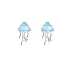 Larimar Blue Sterling Silver Jellyfish Earrings