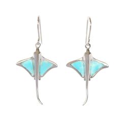 Larimar Blue Sterling Silver Stingray Earrings