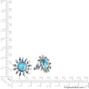 Larimar Blue Sterling Silver Sunflower Tropical Paradise Earrings