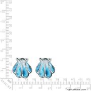 Larimar Blue Sterling Silver Sunrise Seashell Ocean Earrings Hawaii