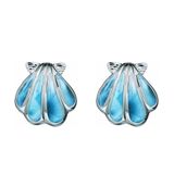 Larimar Blue Sterling Silver Sunrise Seashell Ocean Earrings Hawaii Larimar Blue Sterling Silver Sunrise Seashell Ocean Earrings Hawaii