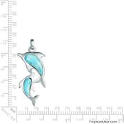 Larimar Sterling Silver Dolphin Friends Leaping Pendant Hawaii