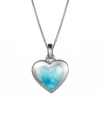 Larimar Sterling Silver Heart of the Sea Love Pendant Hawaii