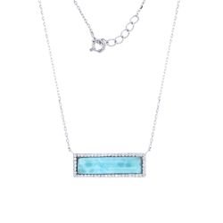 Larimar Sterling Silver Necklace 16 to 18 inch Geometry Classy Adjustable Chain