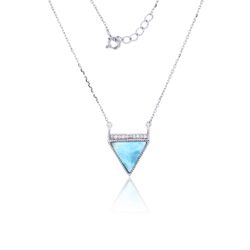 Larimar Sterling Silver Necklace 16 to 18 inch Triangle Classy Adjustable Chain