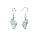 Larimar Sterling Silver Seashell Babylon Hermit Crab Earrings Larimar Sterling Silver Seashell Babylon Hermit Crab Earrings