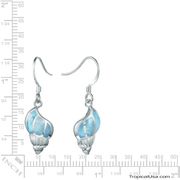 Larimar Sterling Silver Seashell Babylon Hermit Crab Earrings