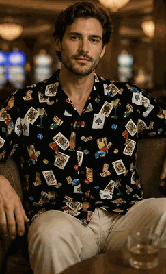 Las Vegas Lucky Shirt for Men's 3898Black