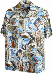 Locals Playground Men's Aloha Shirt 3888Slate