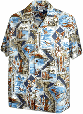 Locals Playground Men's Aloha Shirt 3888Slate
