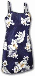 Luau Adjustable Spaghetti Aloha Dress Navy Luau Adjustable Spaghetti Aloha Dress Navy