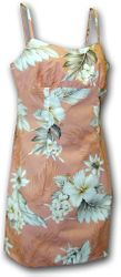 Luau Adjustable Spaghetti Hawaii Dress Peach