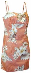 Luau Adjustable Spaghetti Hawaii Dress Peach (S-XL)