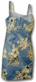 Luau Adjustable Spaghetti Hawaiian Dress Blue
