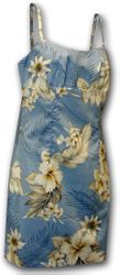 Luau Adjustable Spaghetti Hawaiian Dress Blue