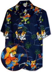 Men's Party Parrot Hawaiian Shirt Navy