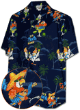 Men's Party Parrot Hawaiian Shirt Navy