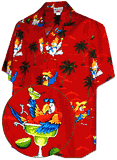 Men's Party Parrot Hawaiian Shirt Red