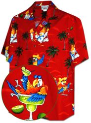 Men's Party Parrot Hawaiian Shirt Red