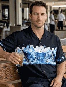Marlin Fishing Men's Tropical Shirt Black