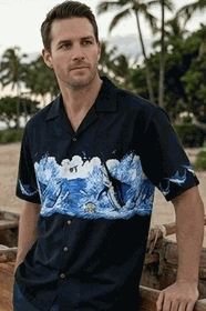 Marlin Fishing Men's Tropical Shirt Black Marlin Fishing Men's Tropical Shirt Black