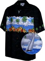 Hawaiian Shirts Black Palm Springs