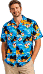 Matching Hawaiian Shirts (Blue) Waikiki Sunset