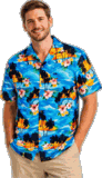 Matching Hawaiian Shirts (Blue) Waikiki Sunset
