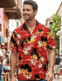 Matching Hawaiian Shirts (Red) Waikiki Sunset Matching Hawaiian Shirts (Red) Waikiki Sunset