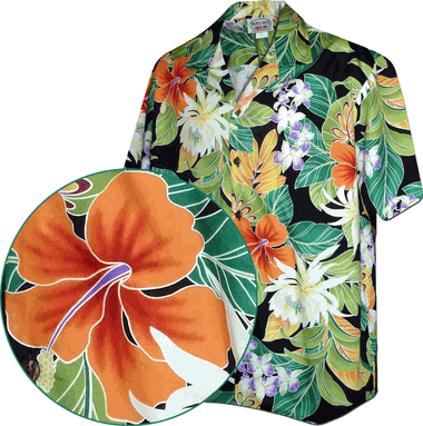 Maui Tropics Men's Aloha Shirts Black