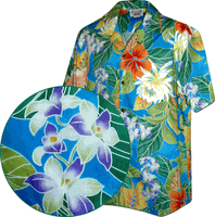 Maui Tropics Men's Aloha Shirts Blue