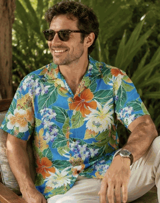 Maui Tropics Men's Aloha Shirts Blue Maui Tropics Men's Aloha Shirts Blue
