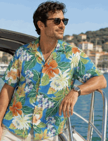 Maui Tropics Men's Aloha Shirts Blue Maui Tropics Men's Aloha Shirts Blue