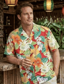 Maui Tropics Men's Aloha Shirts Red Maui Tropics Men's Aloha Shirts Red