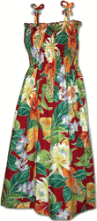 Maui Tropics Smocked Dress Red