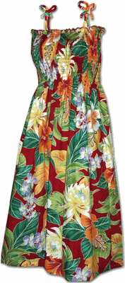 Maui Tropics Smocked Dress Red