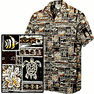 Men's Aloha Hawaiian Shirt Brown Tropical Fish