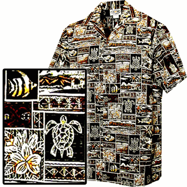 Men's Aloha Hawaiian Shirt Brown Tropical Fish Men's Aloha Hawaiian Shirt Brown Tropical Fish