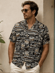 Men's Aloha Hawaiian Shirt Brown Tropical Fish Men's Aloha Hawaiian Shirt Brown Tropical Fish