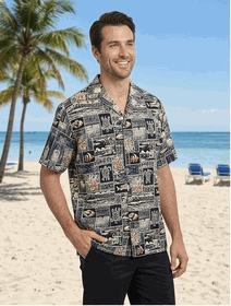 Men's Aloha Hawaiian Shirt Navy Tropical Fish Men's Aloha Hawaiian Shirt Navy Tropical Fish