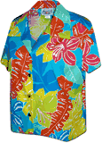 Men's Aloha Shirt Turquoise Tropical World
