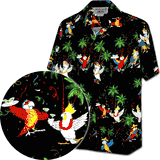 Men's Party Parrot Hawaiian Shirt Black