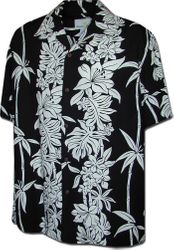 Men's Rayon Shirt Black Tropical Panel Men's Rayon Shirt Black Tropical Panel