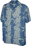 Men's Rayon Shirt Slate Tropical Panel